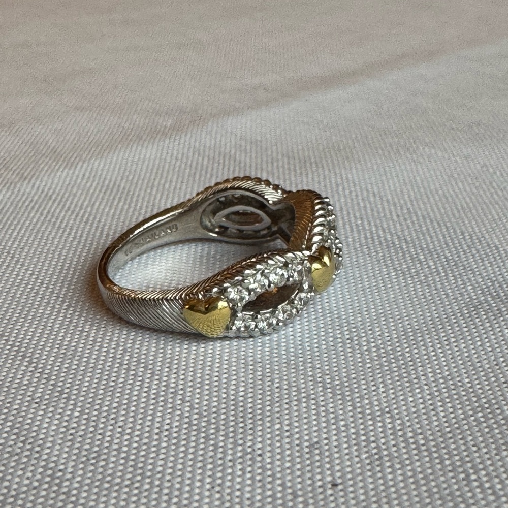 Judith Ripka Silver Ring with Gold Heart Accents - Picture 6 of 13